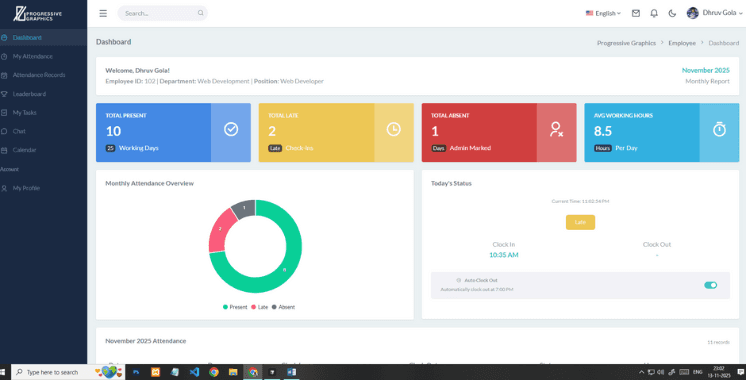 Progressive Graphics – Employee Attendance Dashboard